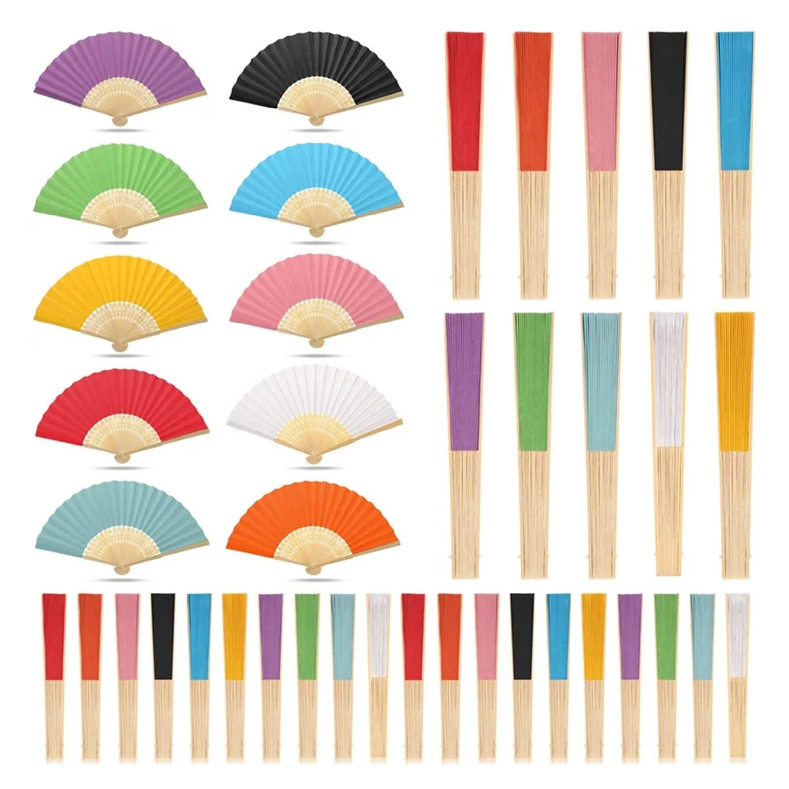 Papierfächer 32 Stück mehrfarbige Faltfächer, Handfächer, Papierfächer, gefaltete Fächer for Hochzeitsfeiern und Heimdekoration | Brown