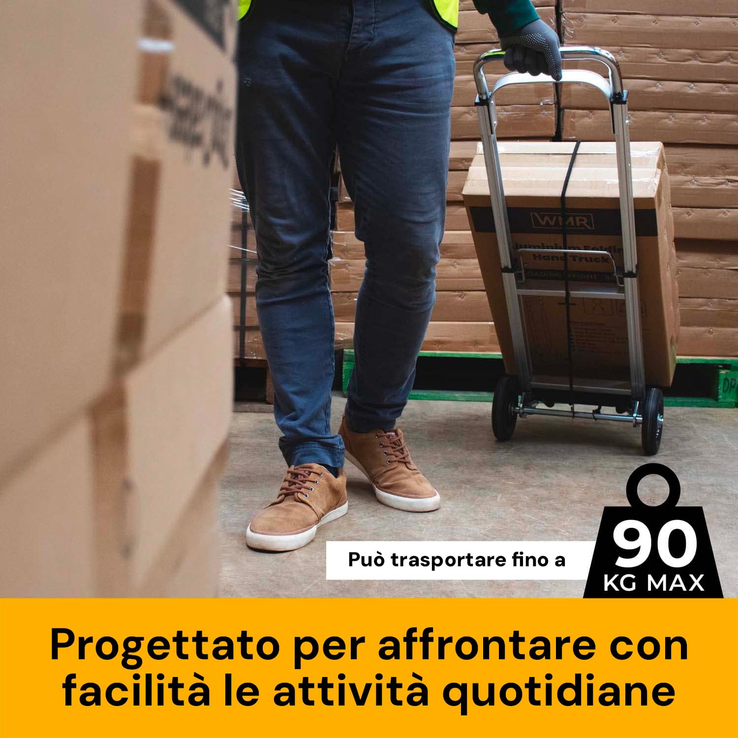 Avilia Carrello Portacarichi Pieghevole - Portapacchi a 2 Ruote con Struttura in Alluminio e Manico Telescopico, Ideale per Pacchi e Bagagli, 385x245mm, Portata 90kg