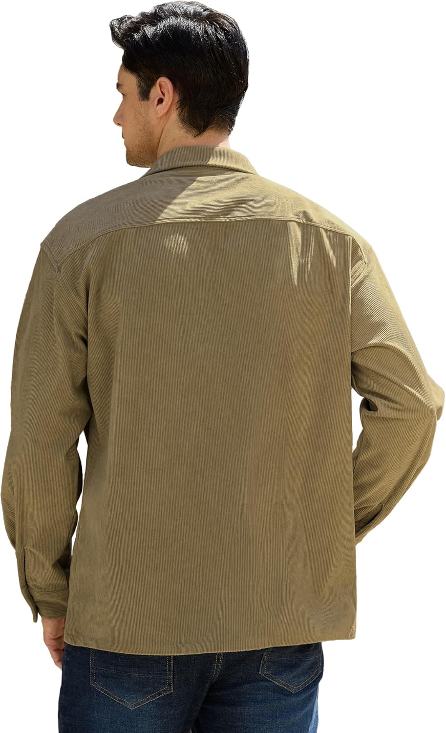PLEPAN Men's Corduroy Shacket with 4 Pockets (Chest & Side Slant) Button Down Work Jackets Casual Long Sleeve Shirt Jacket