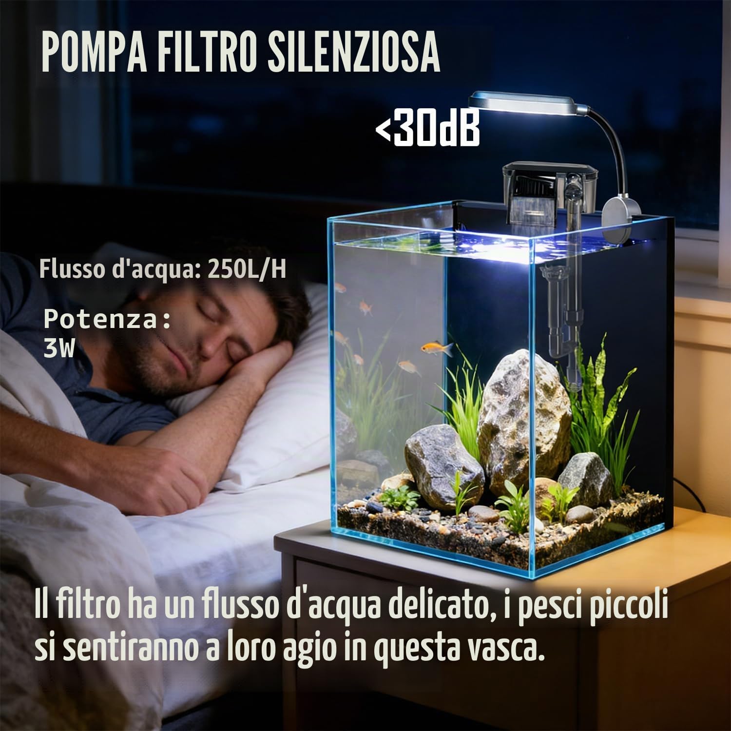 Kit di avviamento per acquario da 1,5 galloni, acquario in vetro nano con filtro, luce a LED per acquario piccolo Betta Aquascape fai da te