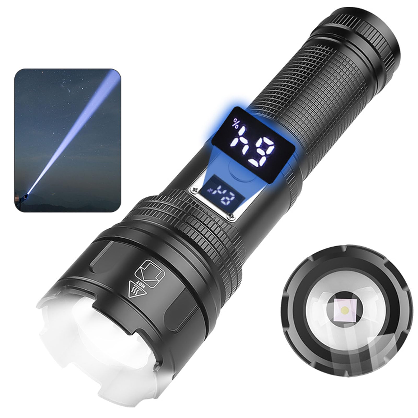 Chasinglee Torcia Elettrica Ricaricabile, Luce Flash LED 9500 Lumen, Torcia Elettrica Più Luminosa Potente, Porta di Ricarica Torcia Elettrica Torcia Elettrica Ad Alta Potenza Super