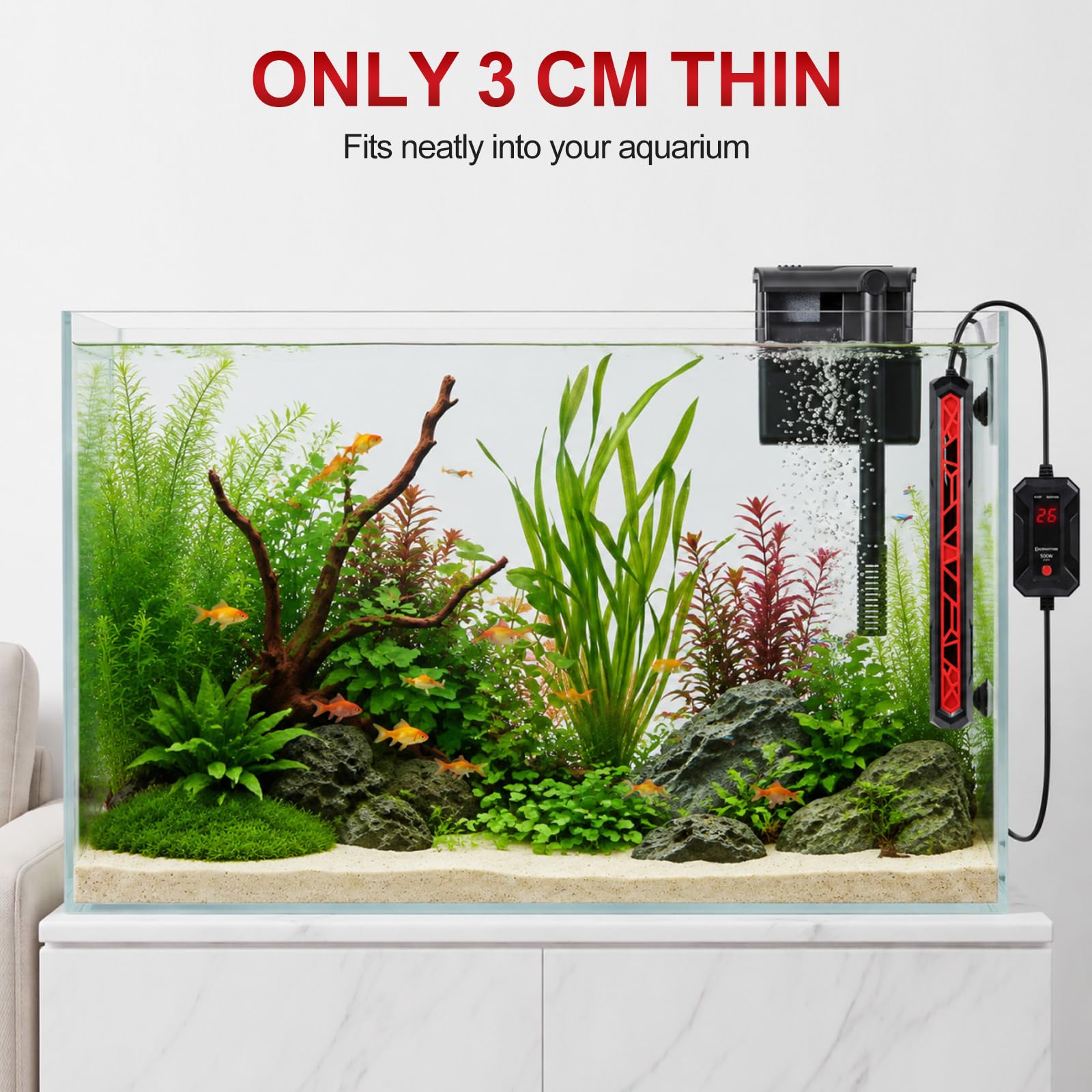 efuturetime Riscaldamento per acquario, 500 W, per acquari d'acqua dolce