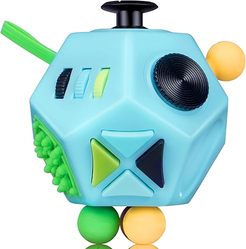 VCOSTORE 12 lados Fidget Cube, juguete de ansiedad para niños y adultos con ADHD ADD OCD autismo