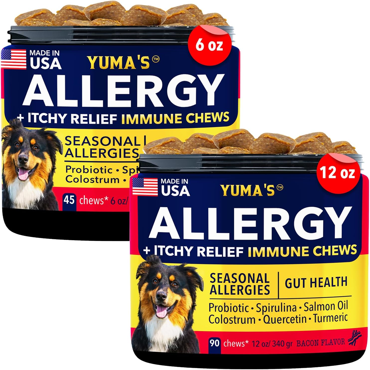 YUMA'S Dog Allergy Relief, Itchy Skin Relief 45 Chews (6