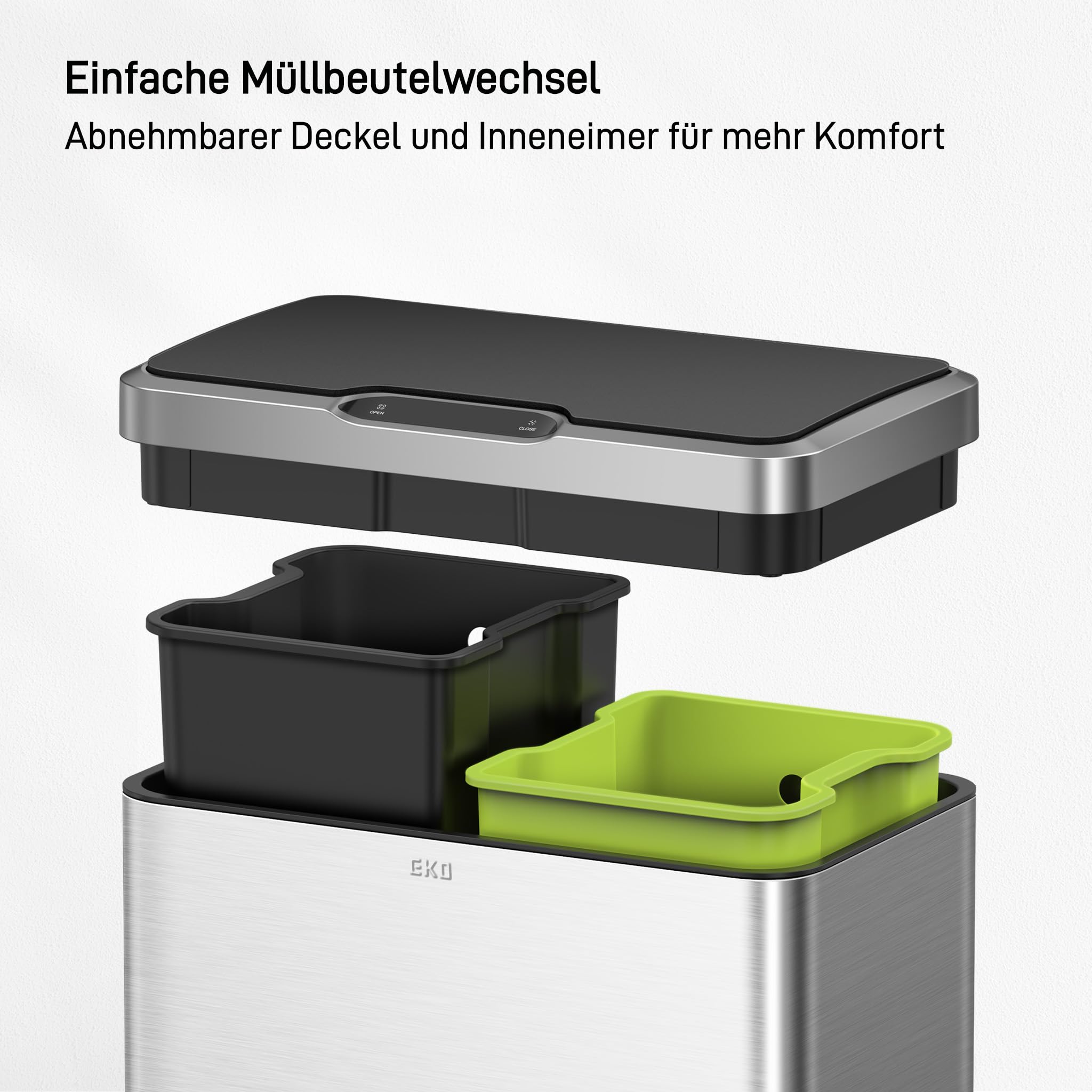 Eko Sensor Mülleimer 2 Fächer 30L – Bild 5