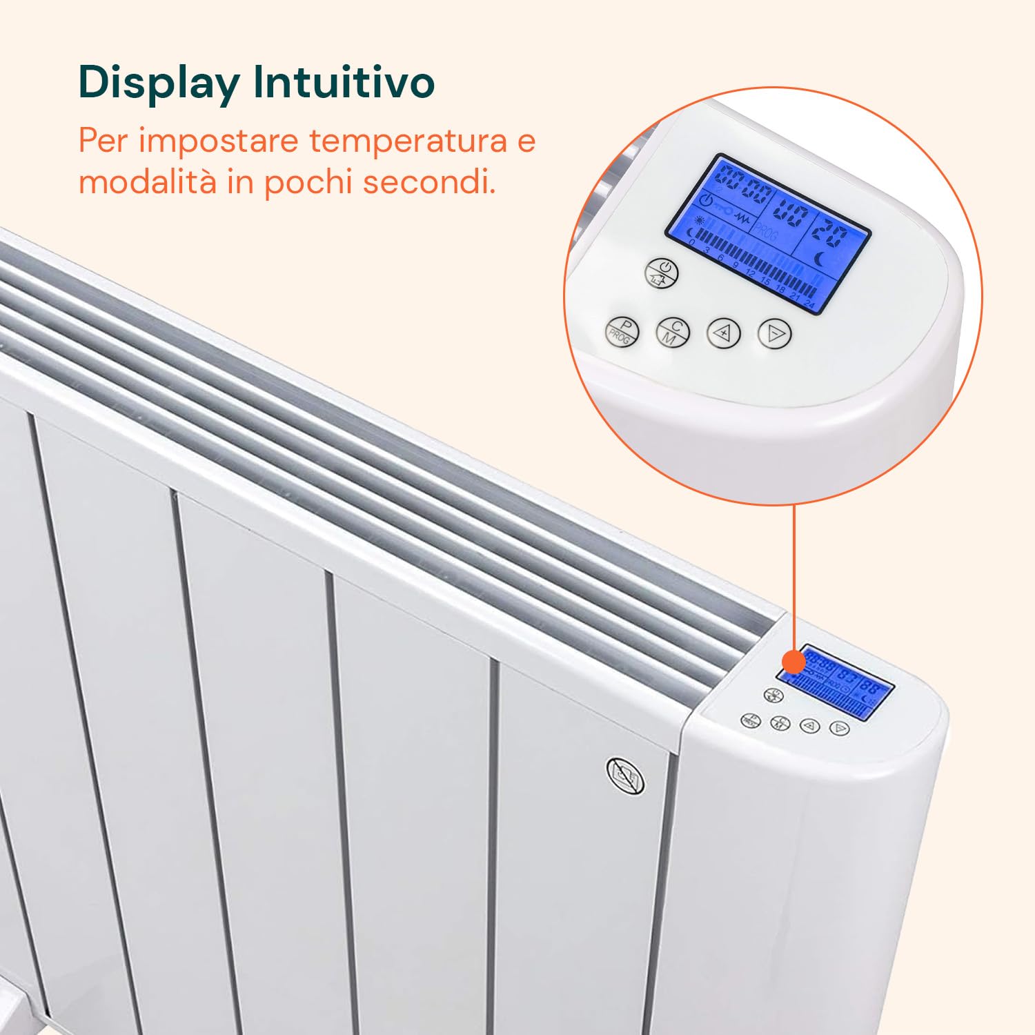 Radiatore Elettrico 1500W per Comfort Domestico e in Ufficio - Alluminio Durevole, Portatile & Montabile a Muro, Sicurezza e Controllo Intuitivo