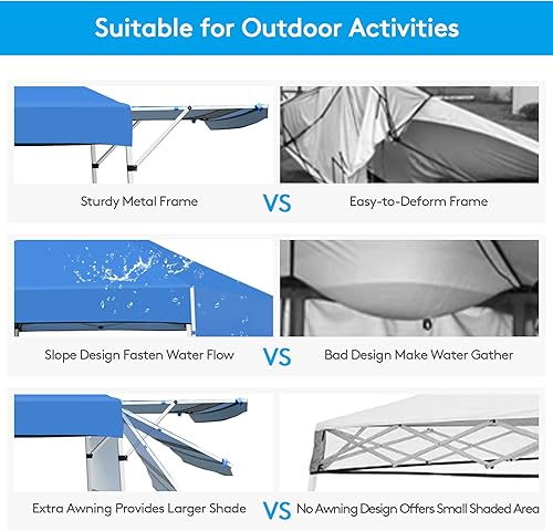 Miniatura 8 de Tangkula Tienda de campaña desplegable de 10 x 17 pies, tienda portátil para exteriores con toldos dobles ajustables, tienda de campaña instantánea