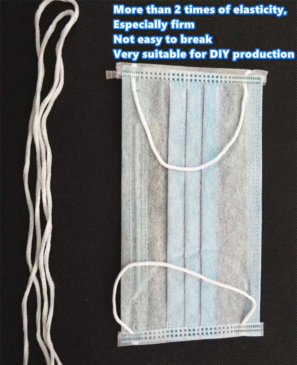 1/8 Inch Elastic String White Round Cord Securing Holder Earloop Band Soft Ear Tie Rope Handmade DIY Craft Elastic Strap for Sewing Stretchy Trim 3MM 200 Yard