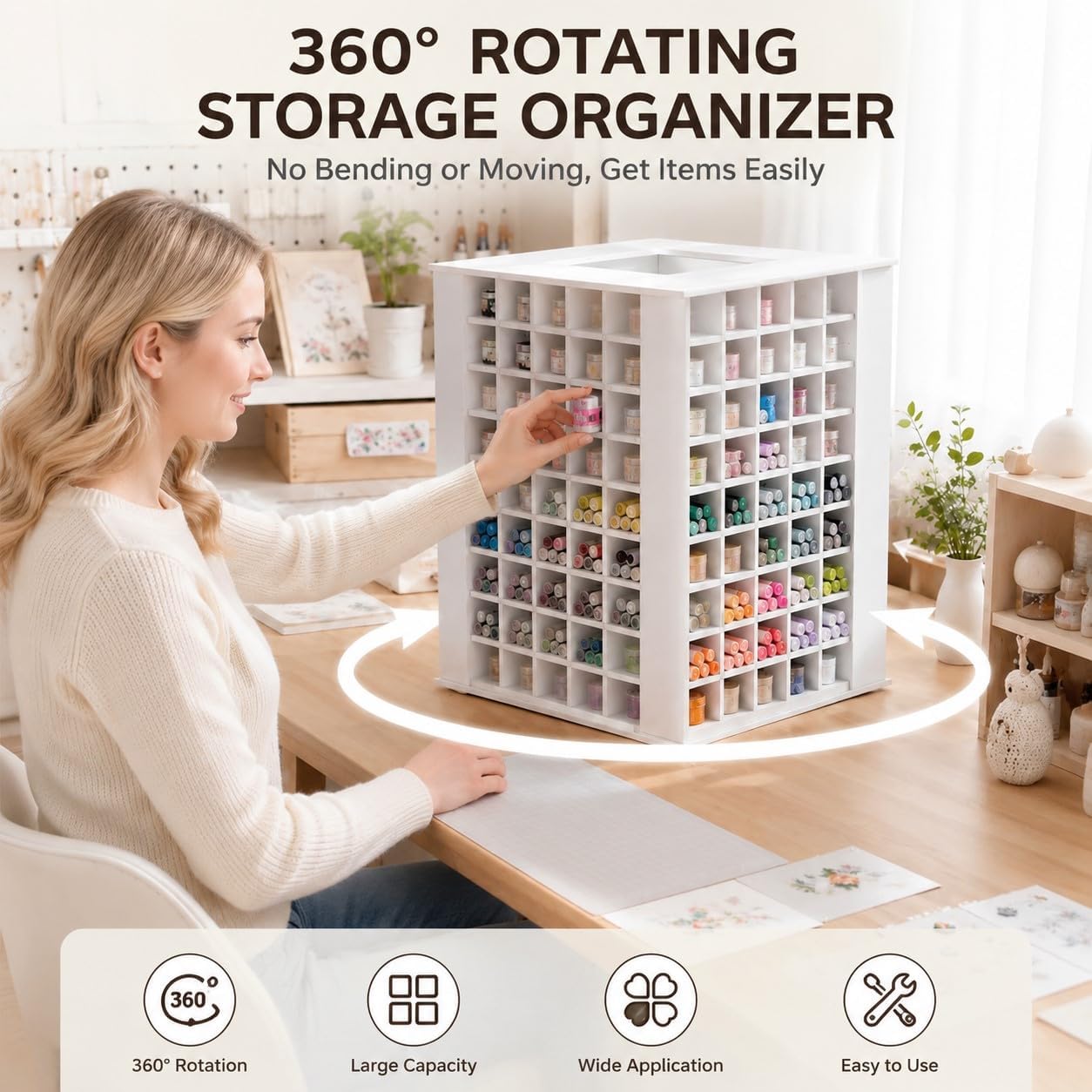 360 Rotating Bead Organizer, 240-Grid Craft Storage Rack (240.)
