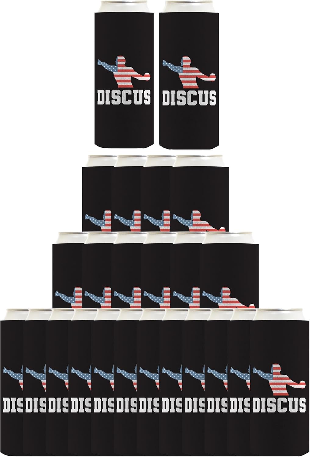 American Pride Summer Games Gifts USA Sports Discus 24-Pack Ultra Slim Can Drink Thermocoolers Party Pack