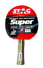 Stag Iconic Table Tennis (T.T) Racket | Advanced TT Racquets| Black/Red Grip Designed Comfortable Wooden Table Tennis Bat - Super