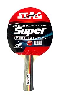 Stag Iconic Table Tennis (T.T) Racket | Advanced TT Racquets| Black/Red Grip Designed Comfortable Wooden Table Tennis Bat - Super