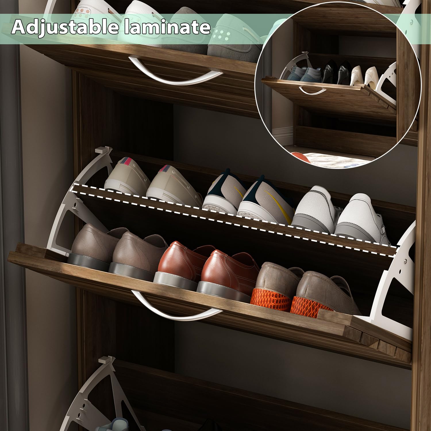 Amazon.com: FUFU&GAGA Wood Shoe Cabinet with 3 Flip Drawers for