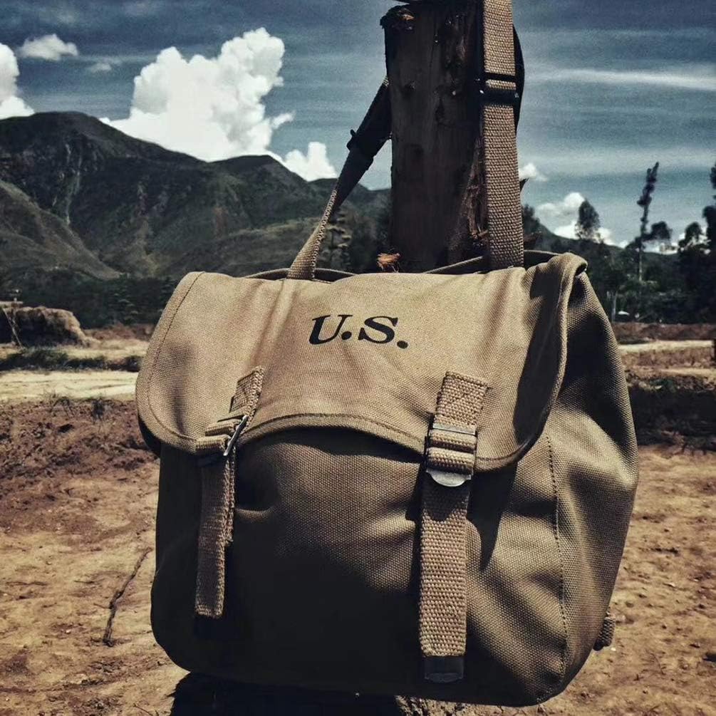 SMONT WW2 US Army M1936 Messenger Bag Lightweight Vintage Canvas WWII Shoulder Military Bag 12" Vintage Tactical Musette Satchel Bags Military Crossbody Haversack Canvas Messenger Bag - Image 7