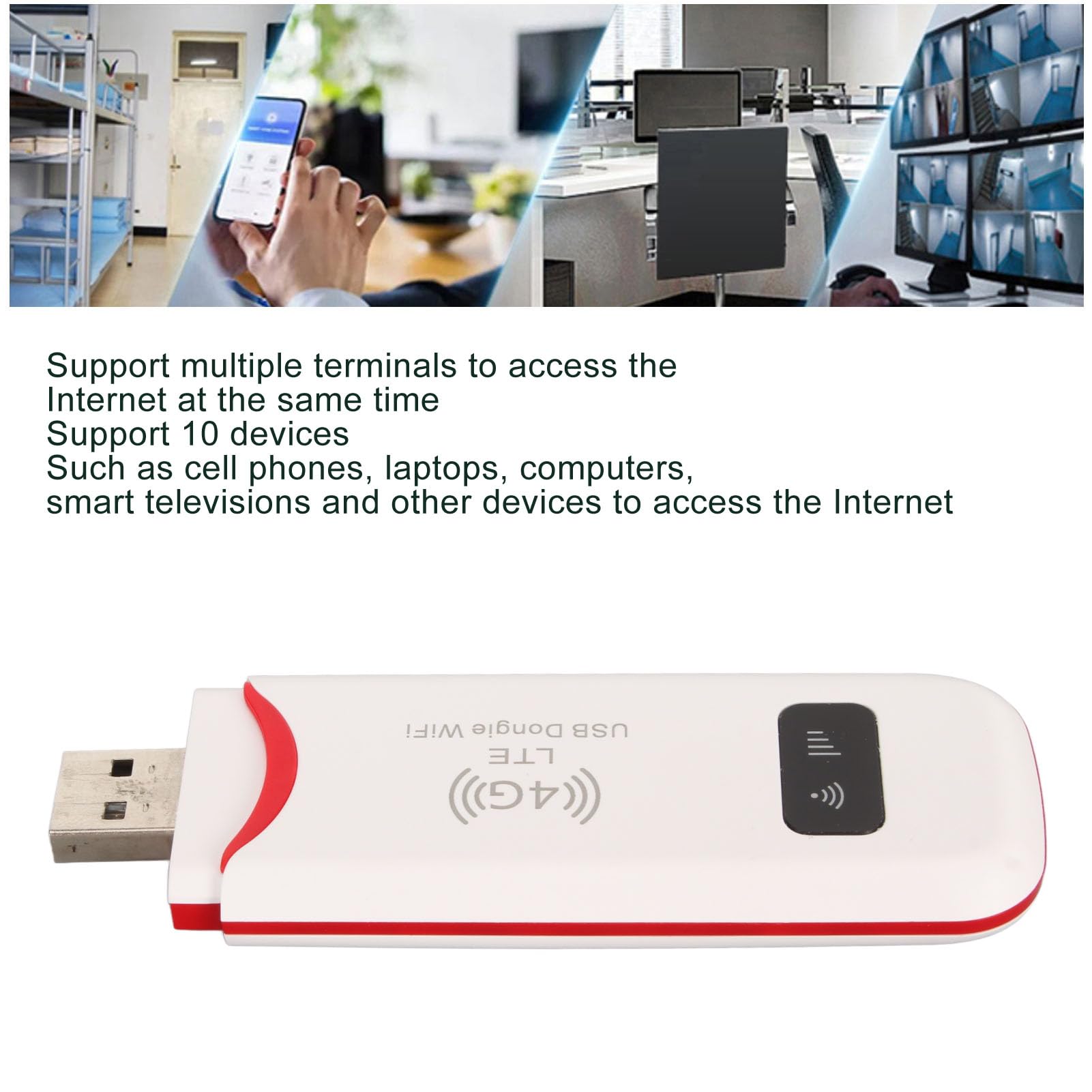 Ejoyous 4G USB WiFi Hotspot Stick, Módem Móvil Router Portátil WiFi Dongle con Ranura para Tarjeta SIM para Teléfono Laptop TV Compartir Internet de Alta Velocidad hasta 10