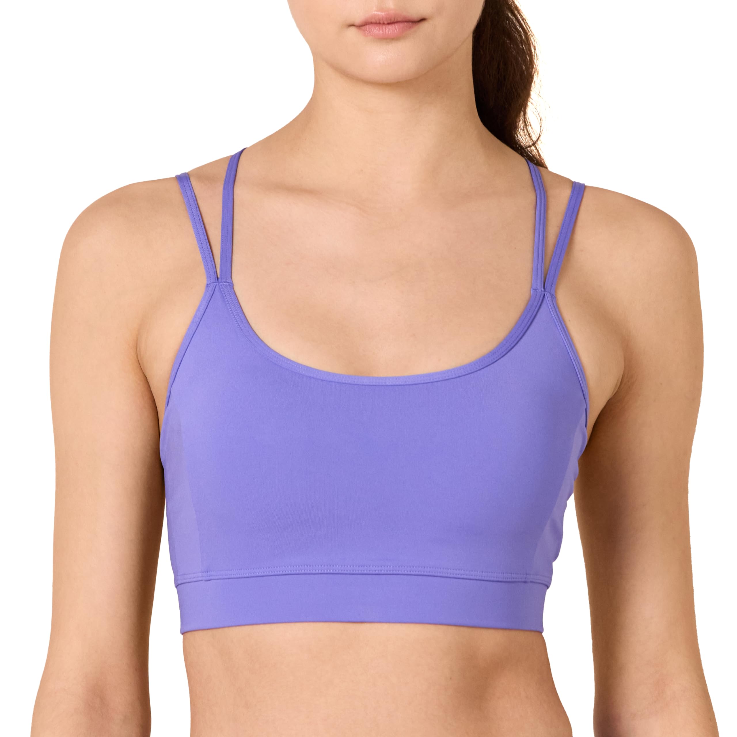Amazon Essentials Comfy Sports Bra for Women - Active Sculpt Strappy Back, Purple, Small