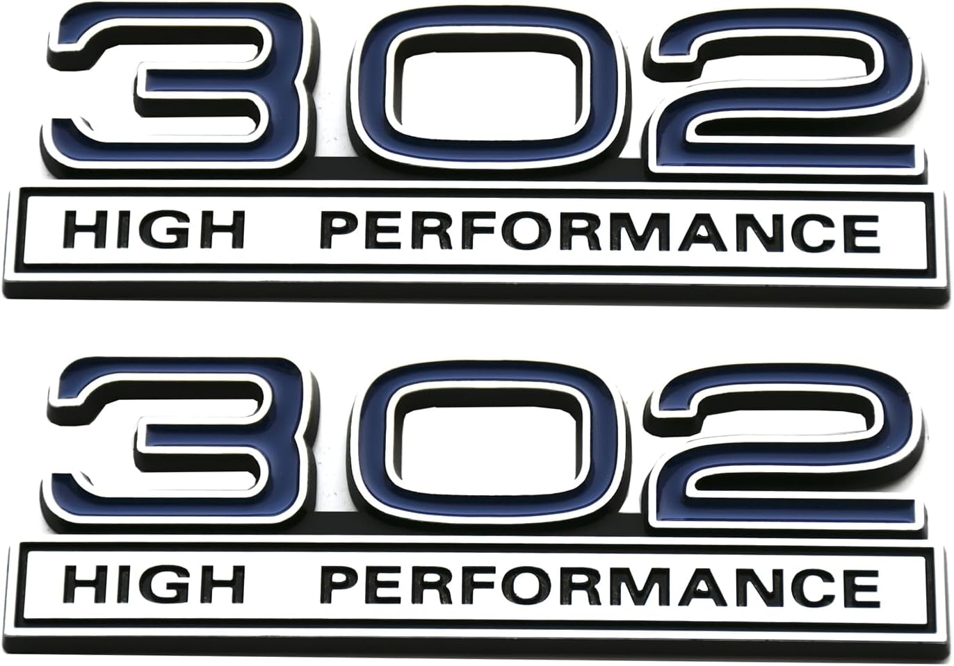 2pcs 302 Engine 5.0 Liter High Performance Emblms Badge 3D Decals Stickers Cars Trucks (Chrome Blue)