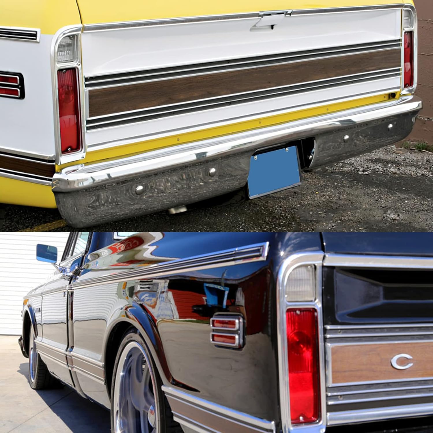 Pair Rear Tail Brake Light Reverse Back Lamp Lenses with Gaskets Compatible with 1967-1972 Chevy Truck (Red & Clear Lens)