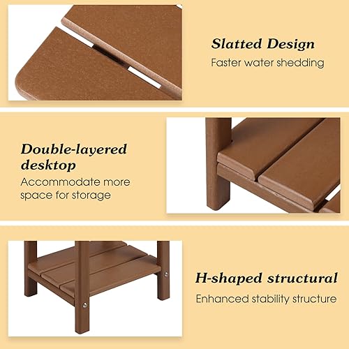 Miniatura 52 de Adirondack - Mesa auxiliar para exteriores, mesa auxiliar de patio resistente de 2 niveles, resistente a la intemperie, mesa auxiliar sólida de 16.5