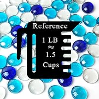 Vista 7 de Canicas de vidrio plano de 1 libra para jarrón, 100 piezas de guijarros de vidrio de color azul mezclado. Rocas de vidrio para rellenos de jarrones