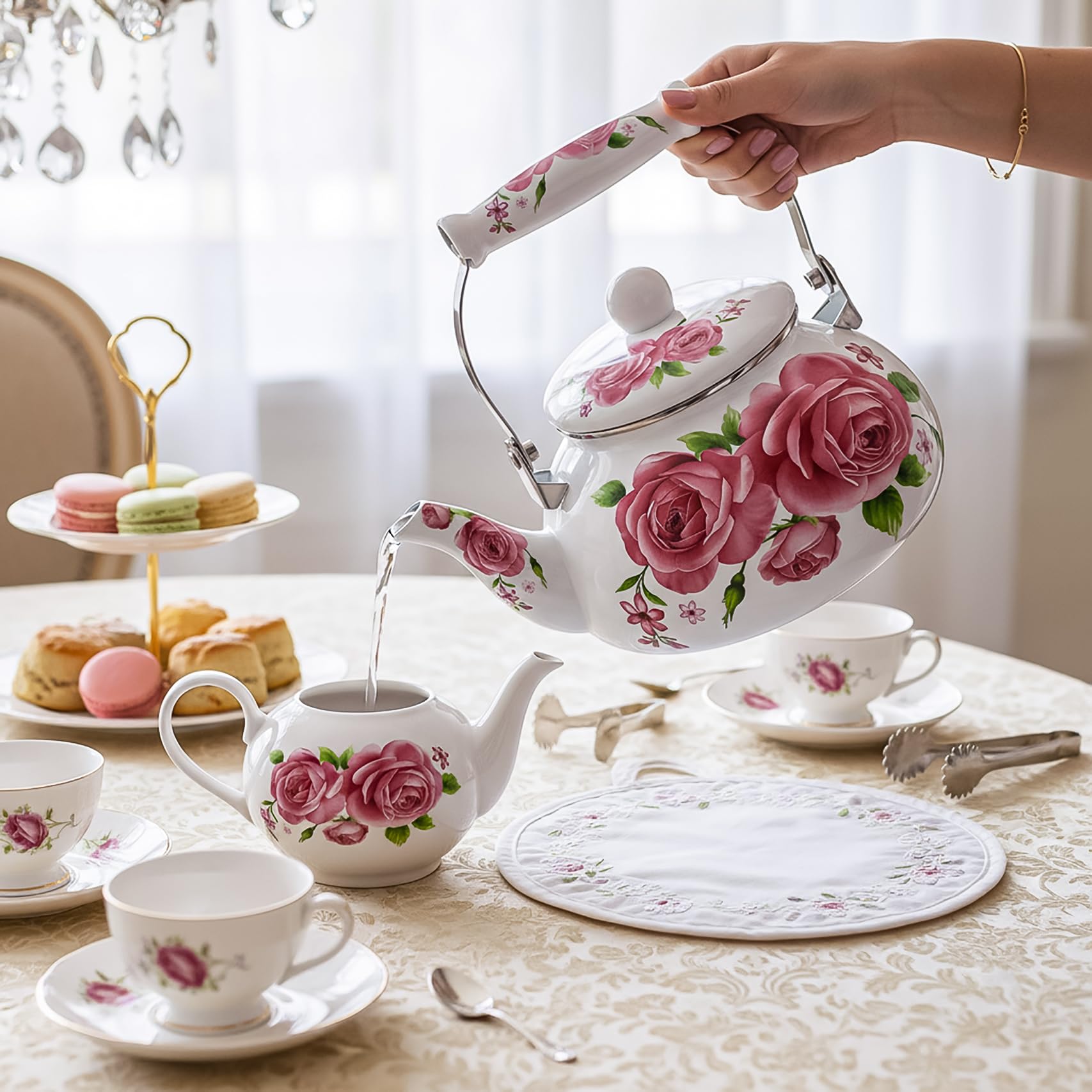 Amazon.com | Hiceeden 2.6 Quart Enamel Tea Pot for Stovetop, Pink