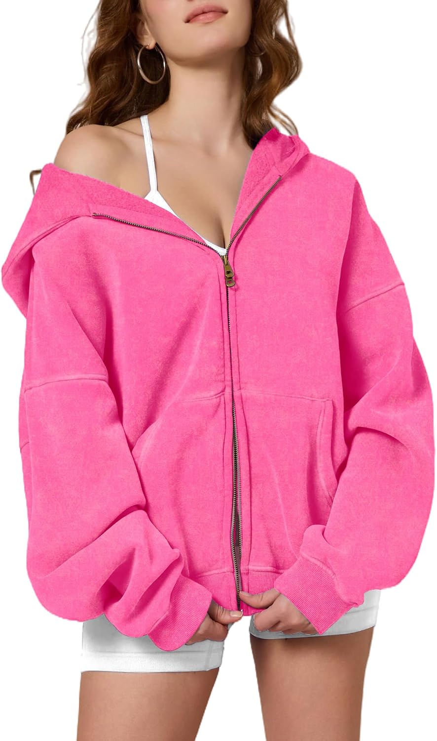 FAIABLE Mens Womens Double Zip Up Hoodie Oversized Acid Wash Hoodie Heavyweight Fleece Cotton Zipper Sweatshirt Vintage image 2