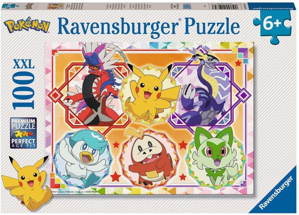 Ravensburger - 12001075 Children's Puzzle - 100 XXL Pieces - Pokémon Scarlet and Purple - Suitable for Children from 6 Years Puzzle - Thick and Durable Cardboard - Adventure - 12001075