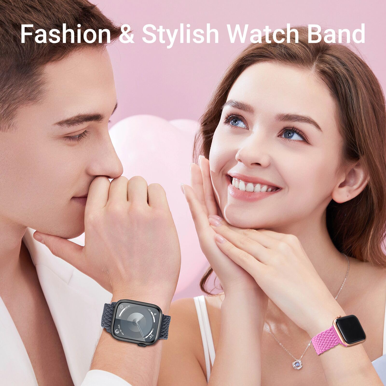 Cinturino Intrecciato Compatibili con Cinturini Apple Watch 46mm 45mm 44mm 49mm 42mm Uomo e Donna, Chiusura Magnetica Cinturino in Nylon Tessuto Elastico per iWatch SE Series 10 9 8 7 6 5 4 3 2 1