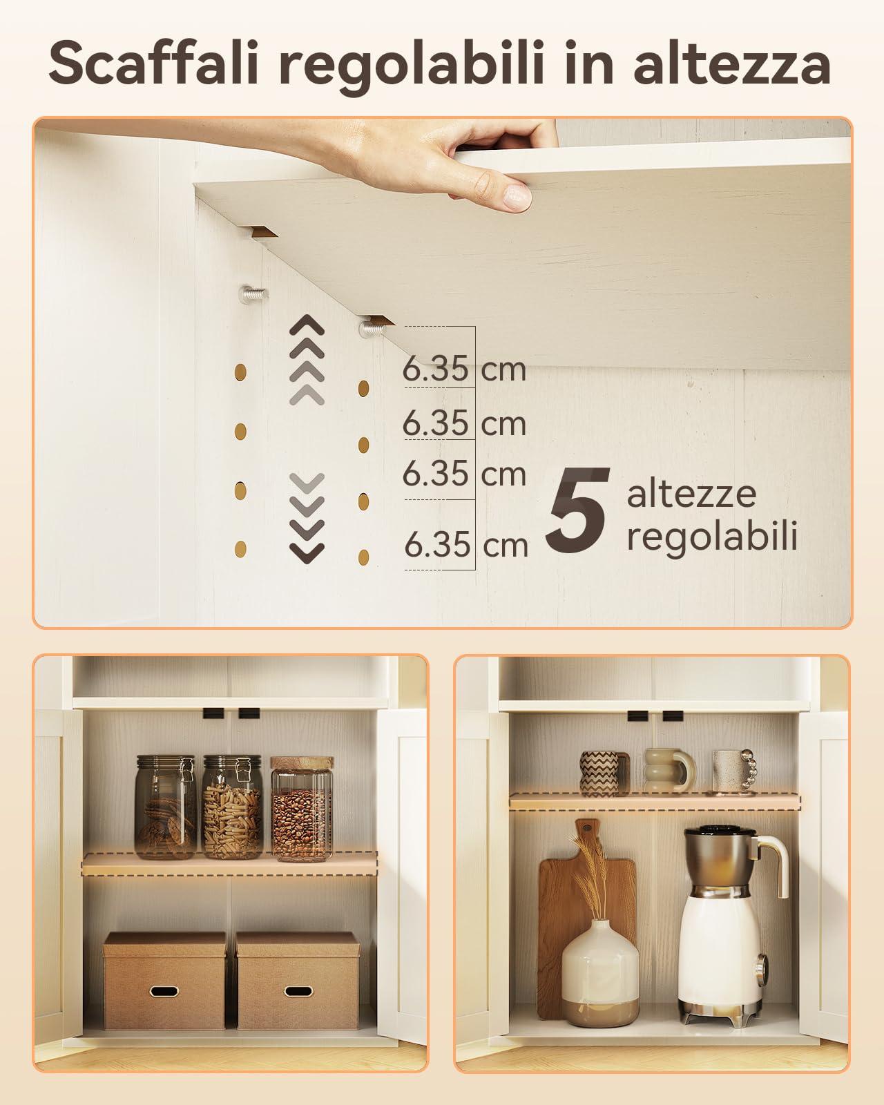 Coleshome Libreria con Ante a 6 ripiani e Mobile Contenitore, Scaffale Salvaspazio per Display e Archiviazione, Libreria per Casa, Ufficio, Soggiorno, Camera da Letto, Bianco, 48 x 24 x 176.4