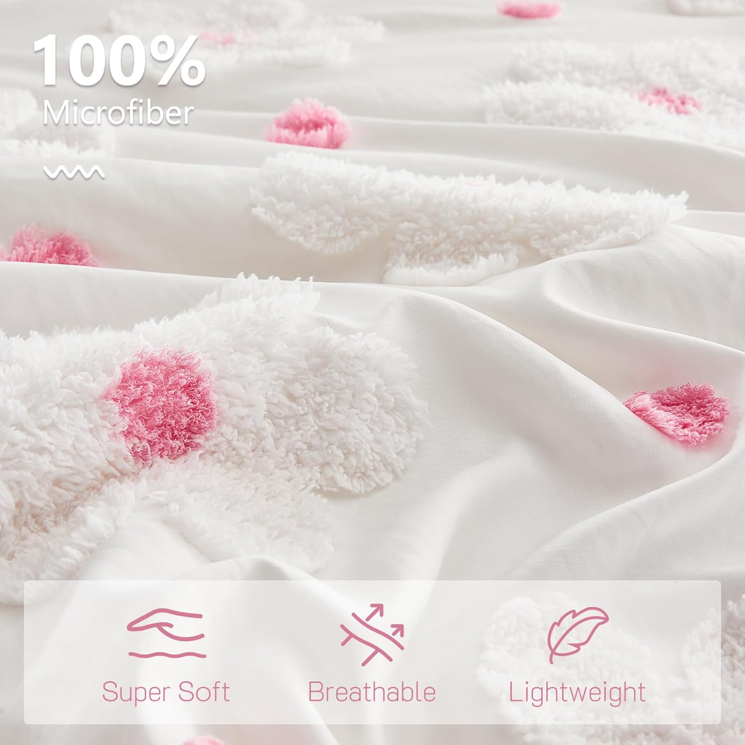 Full Size Comforter Set for Girls 3 Pieces Tufted Daisies Flowers Pink Floral Bedding Set Bed in A Bag Cute Comforter Set for Kids, Lightweight Full Bed Set for Kids Teen Girls Women | Full Size Comforter, Full Size Bed Set, Pink Comforter Set, Bed Set for Girls, Teen Girls Comforter, Flowers Comforter