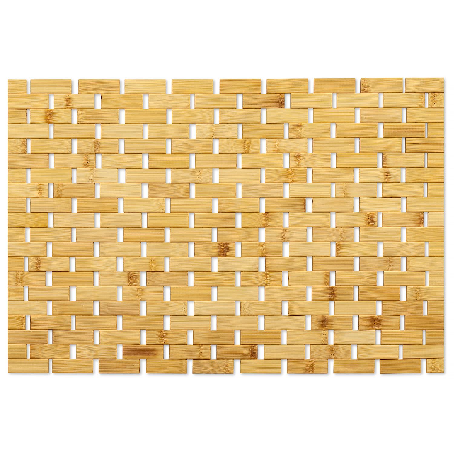 JforSJizT Natural Bamboo Bath Mat with Anti Slip Pads,Bathroom Shower and Bathtub Floor Mats Bath Rugs,Wooden Non Slip Water Proof Mat,Use for Kitchen Bedroom Toilet Doormat Pet Mat Floor Rug