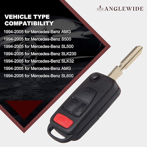 Miniatura 2 de Llavero de coche de repuesto para automóvil 94-05 para Mercedes-Benz AMG SL600 ML430 S500 SL500 SLK230 SLK32 AMG (FCC NCZMB1K) 4 botones 2pad