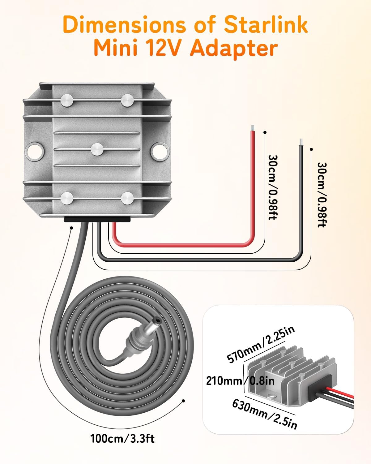 Starlink Mini 12V Adapter, Starlink Mini Power Supply 12V to 30V 3.5A DC Converter, DC Power Adapter Converter Input Conversion Kit for Truck RV Marine Waterproof Booster Cable with Multi-Protection