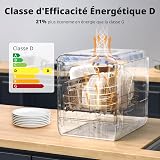AIRMSEN Mini Lave-vaisselle de Table avec 7+2 Programmes, Design Ultra-Étroit & Profond 37 * 50cm, 4 couverts, Démarrage Différé 1-24H, Double Jet 360°, Réservoir d'Eau de 5L, Blanc (Blanc) - 7