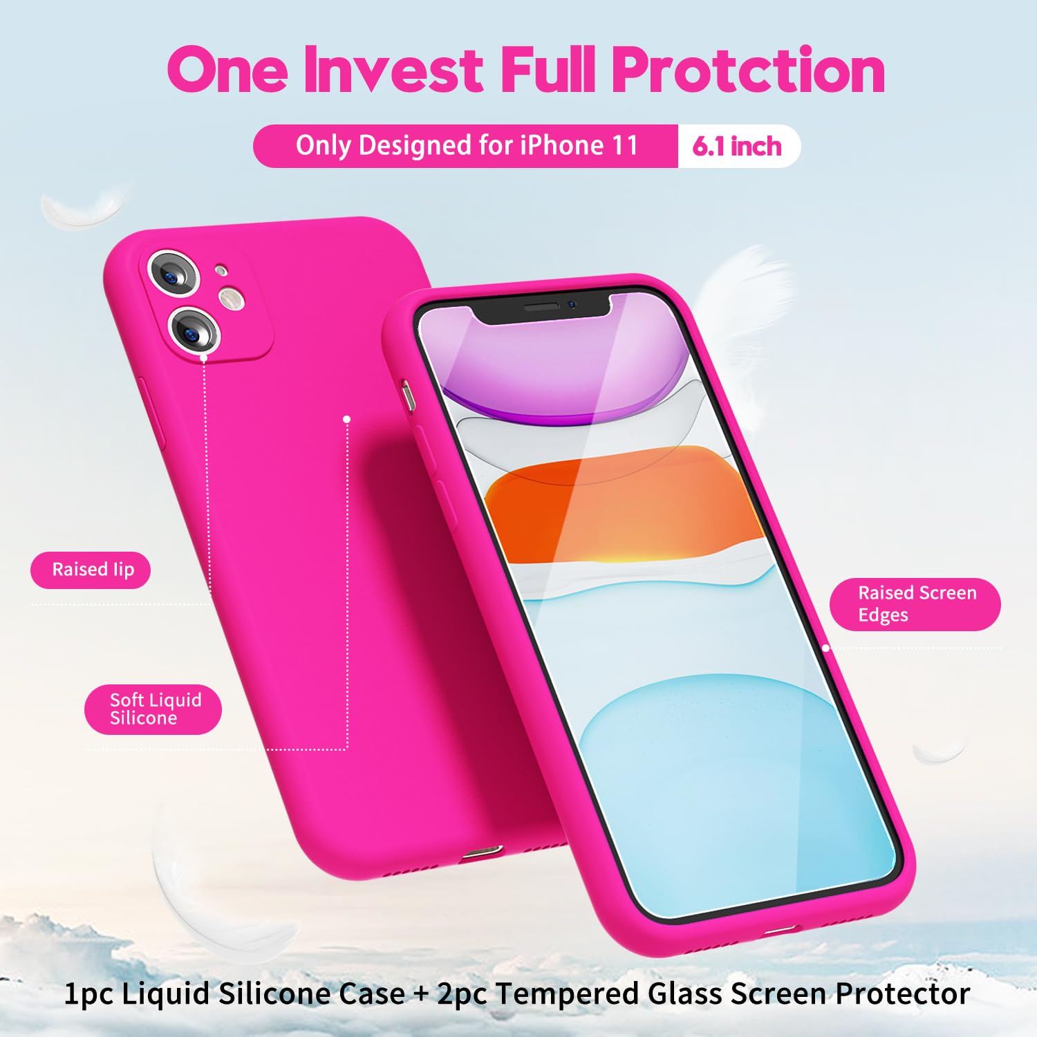 oakxco for iPhone 17 Pro Max Phone Case Liquid Silicone, Cute Thin Slim Grip Soft Rubber Gel for Women Men, Smooth Matte TPU Plain Solid Color Girly Simple Case with Camera Cover, Light Pink — view 1703