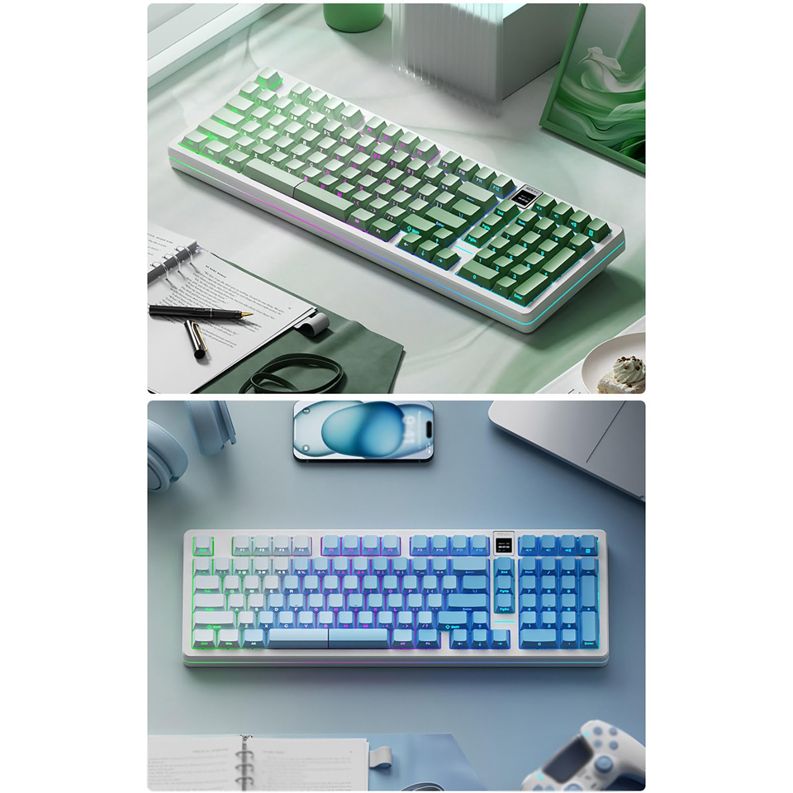 Nakładki na klawisze PBT,Double Shot Shine Through Keycaps,Gradient Keycaps,Nakładka na klawisze z nadrukiem bocznym,Nakładka na klawisze Shine Through do mechanicznych klawiatur do gier,Pink