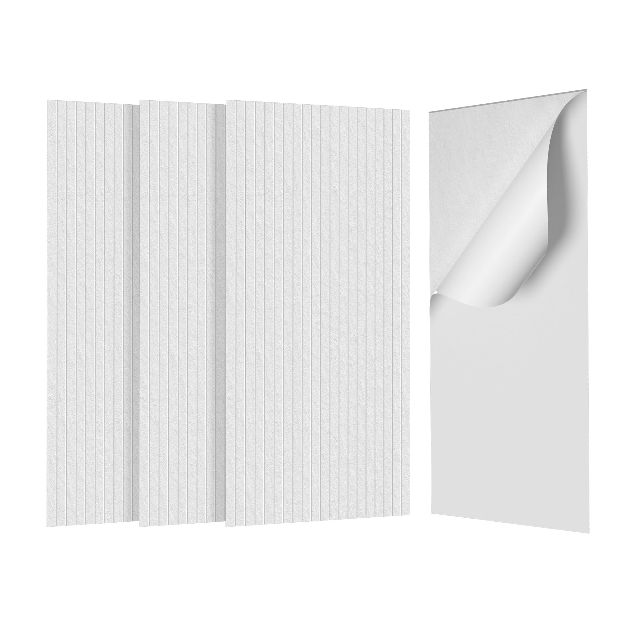 YRHome Lot de 4 panneaux acoustiques autocollants - 120 x 60 cm - Grands allongés - Isolation acoustique - Haute densité - Absorbeur acoustique - Pour studio, maison, jeux - Blanc