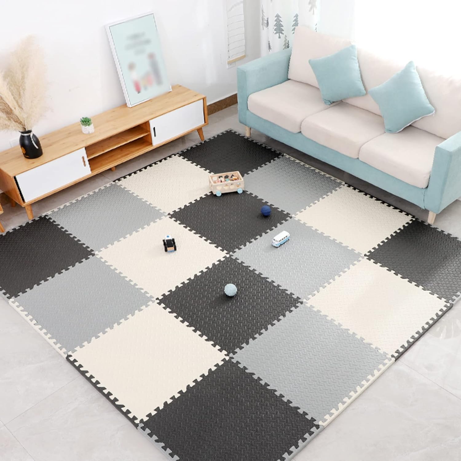 ジョイントマット ベビー キッズ ラグマット 大判 L- 厚手 防臭 防音 フロアマット プレイマット サイドパーツ付 床暖房対応