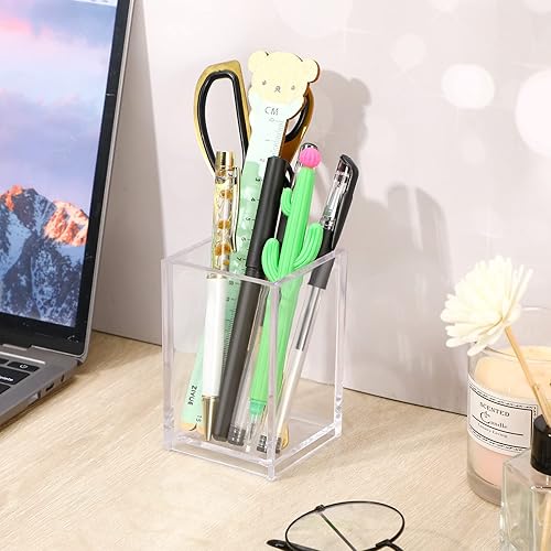 Miniatura 5 de Paquete de 8 soportes de acrílico transparente para bolígrafos, soporte para brochas de maquillaje, soporte de accesorios góticos, organizador de