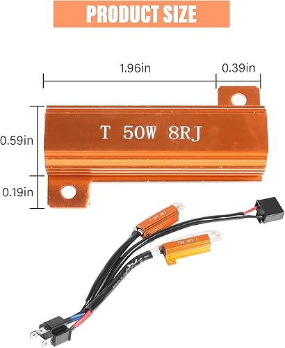 Miniatura 2 de RACOONA Adaptador de arnés de relé de bombilla de faros delanteros de 50 W y 6 ohmios, decodificador de errores antiparpadeo, accesorios de