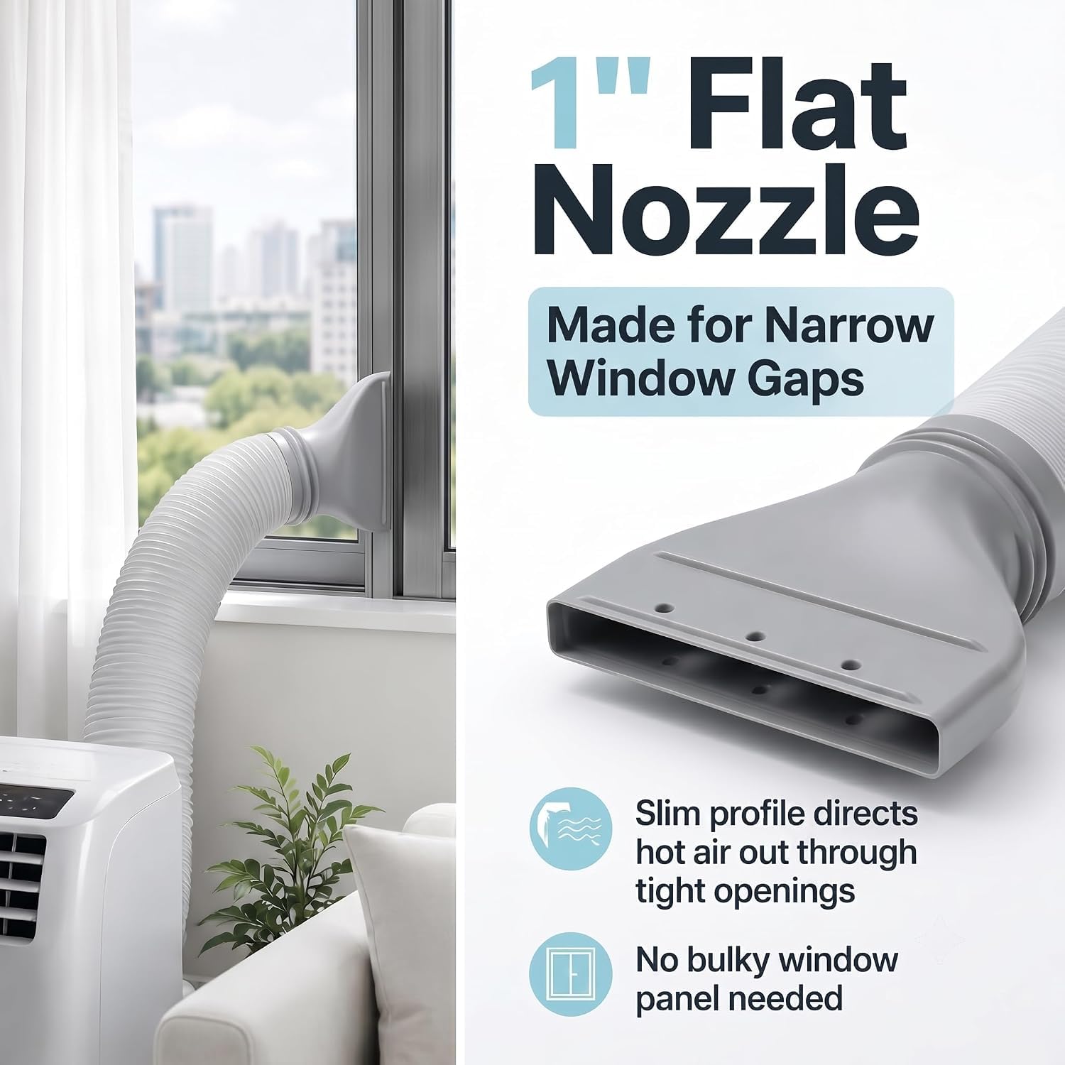 Adapter do węża odprowadzającego klimatyzacji płaski do okien, adapter do węża odprowadzającego klimatyzacji 130 mm/150 mm, płaskie połączenie węża, akcesoria do mobilnej klimatyzacji, odssanie