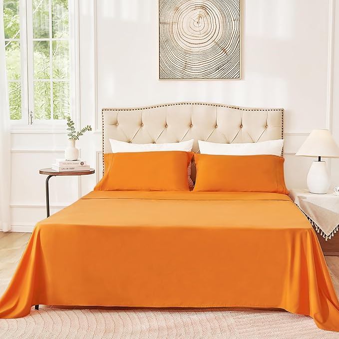 Yibeizi Orange College Dorm Sheets Twin XL SetMicrofiber