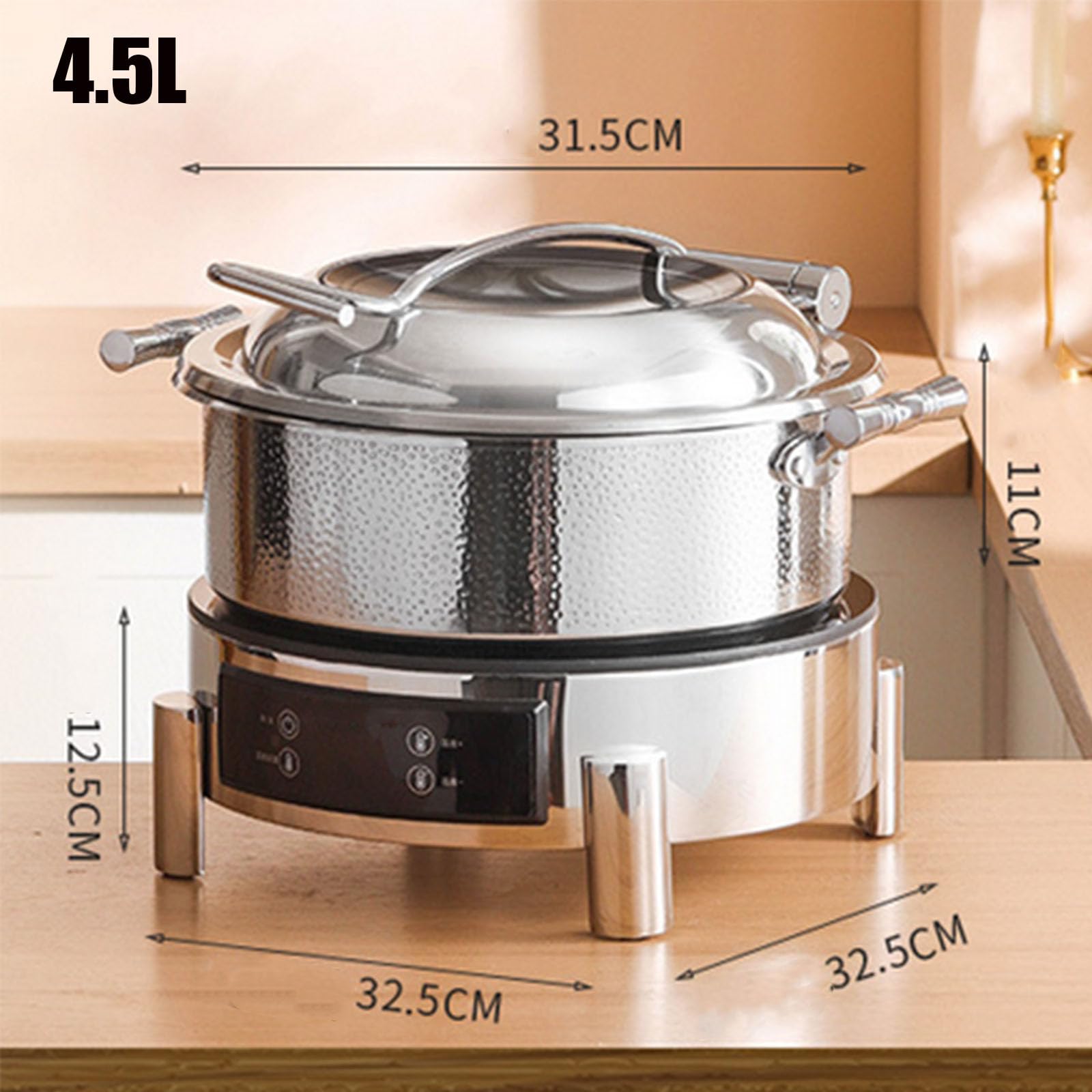 Forniture per Catering in Acciaio Inossidabile di Alta qualità 30°C ~90°C Set da Buffet Multifunzionale Chafing Dish 220V Facile da Pulire per casa e Ristorante