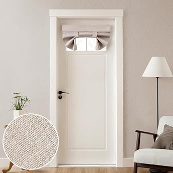 RYB HOME Small Door Window Curtains, Room Darkening Thermal Insulated Small Window Covering Tricia Shades for Patio French Door, Pure White, Wide 26" x Length 20", 1 Panel