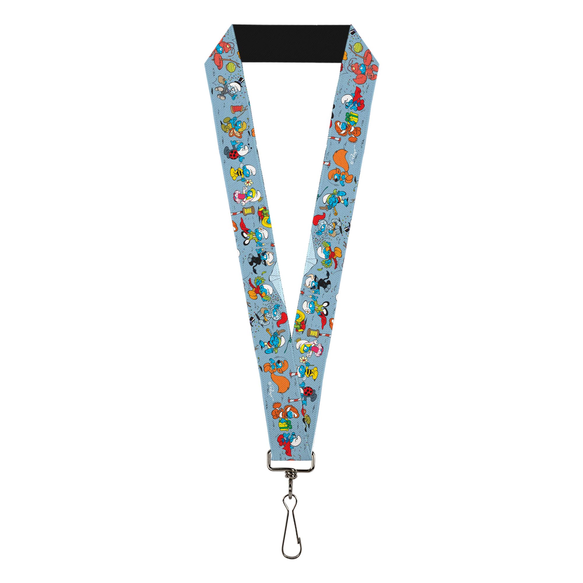 Buckle-Down The Smurfs Lanyard, The Smurfs Halloween Dress Up Cosplay Poses Blue, Elastic