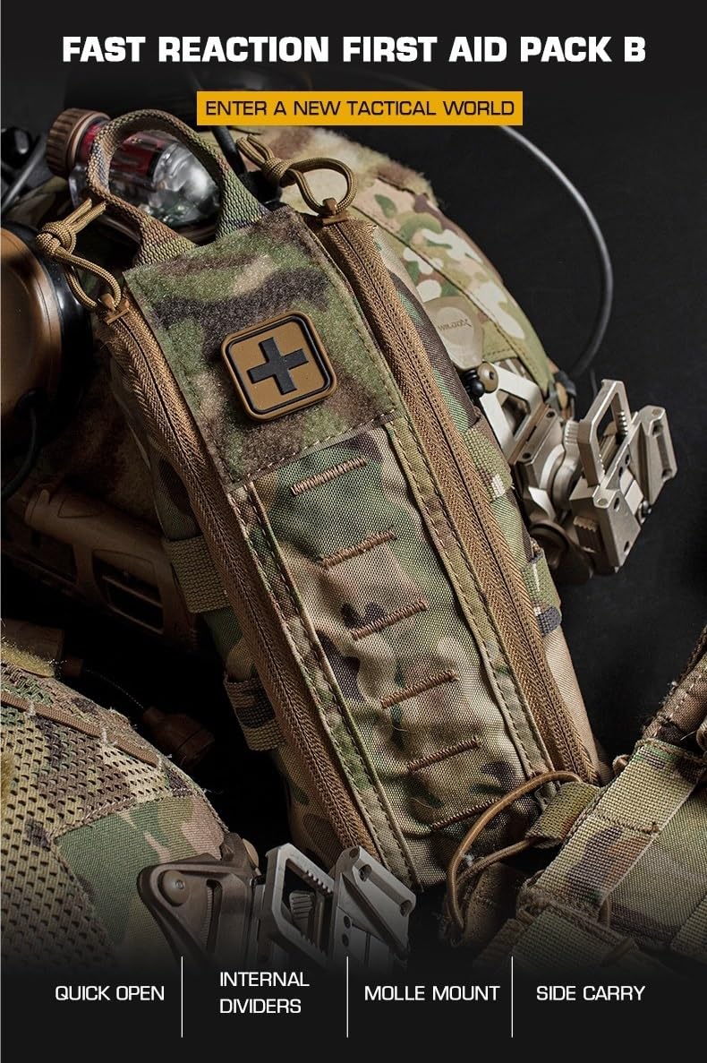 Táctica EMT Kit Vacío Med Mango De Liberación Rápida, Molle Primeros Auxilios IFAK Bolsa con Parche En Cruz, Pequeño EDC Bolsa Médica Utilitaria Portátil Supervivencia