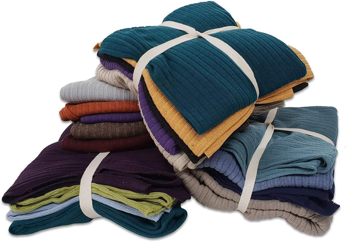 Knitted Rib Knit Jersey Fabric Material Remnants Pieces, 1kg Bundles, Neotrims. Mixed Colours, 4 pcs per Bundle, 40cms 1 Meter Lengths. Limited Stock