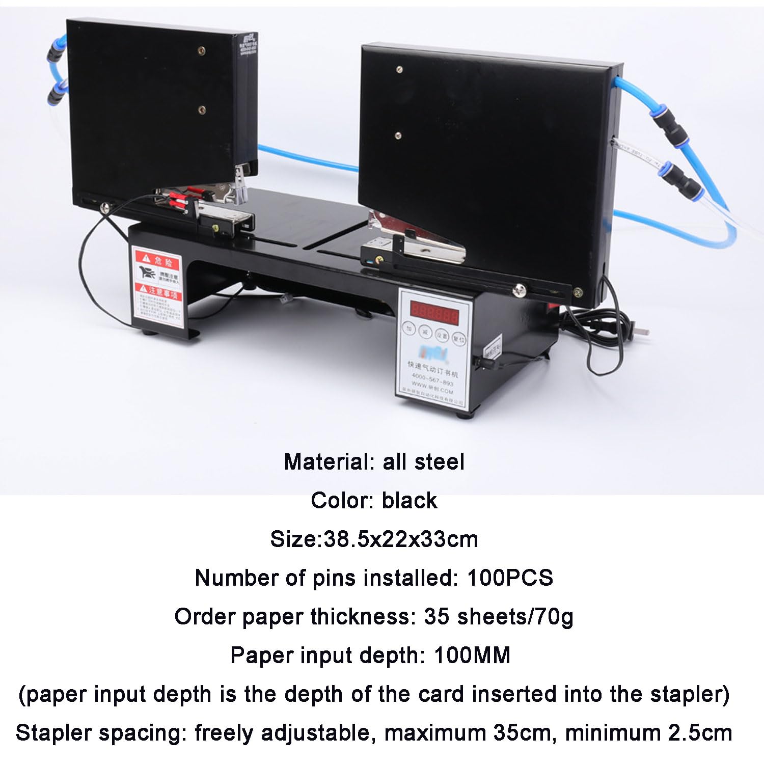 Elektrischer Sattelhefter mit Pop-Up-Nagelschlitz und Ergiebigkeitsmesser, 100 mm Industriebindemaschine für Druckhäuser, Büros, Verlage