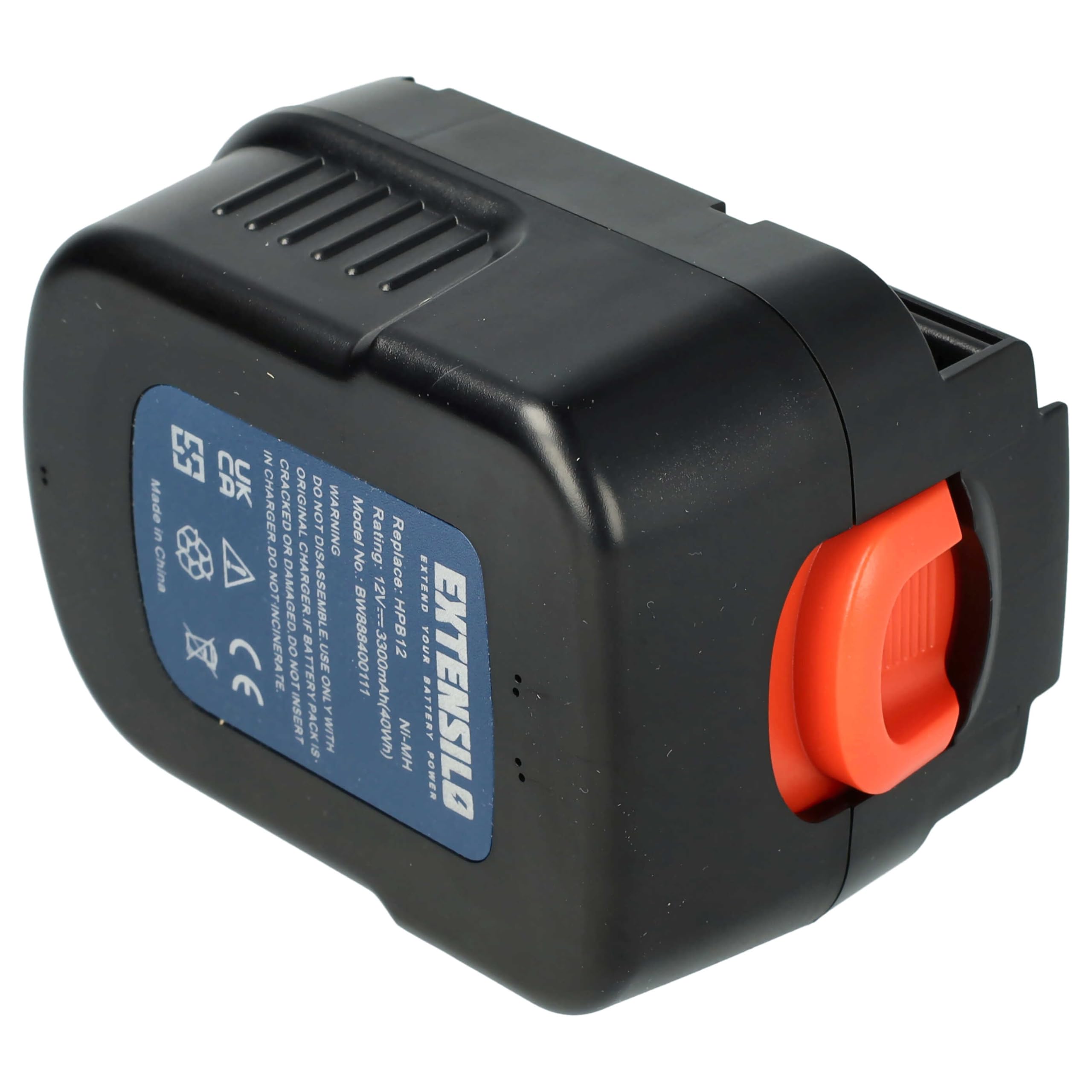 Batterie de remplacement pour Black & Decker A12 / HP122K – Batterie NiMH 12 V, 3000 mAh, noire | ECO82876