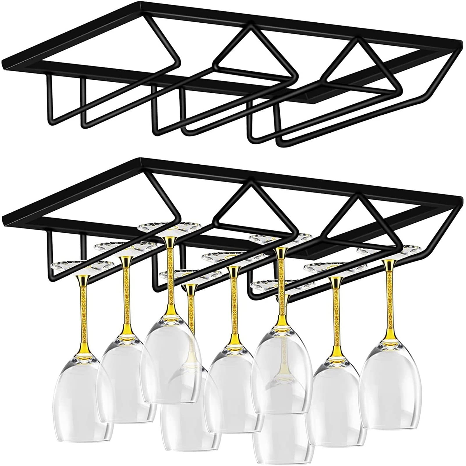 Meiiron 2pcs Porte-Verres à vin Support de Verres à Pied, Supports muraux à Monter au Mur, Support de Verres à vin Bricolage sous Armoire for Cuisine, Salle à Manger, Bar